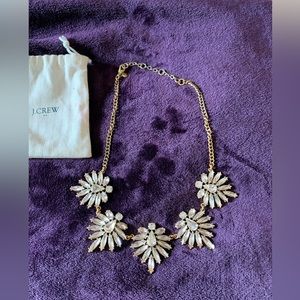 Vintage J. Crew Crystal Rhinestone Bold Necklace Gold Chain Pear Marquise Stones